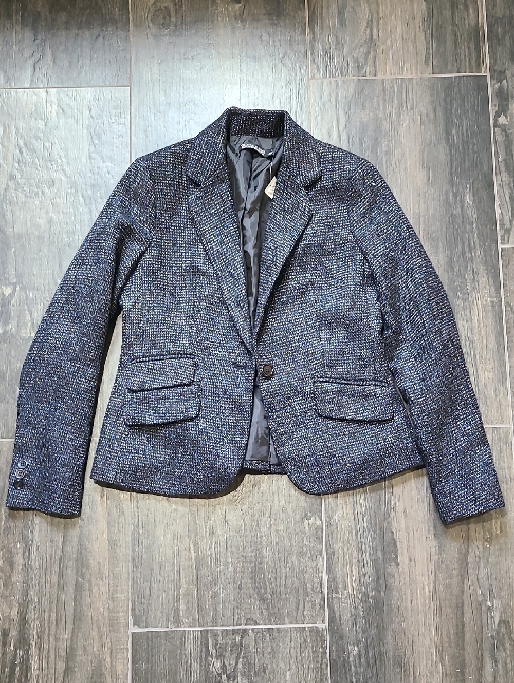 New York & Company Navy Tweed Blazer